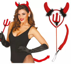 Kit Devil: faixa com chifres, tridente e cauda