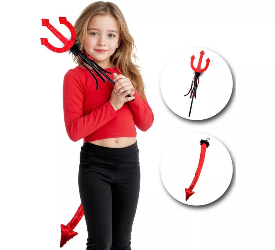 Translation missing: pt-PT.Kit de Diablo: Tridente con Cola de Lentejuela Infantil