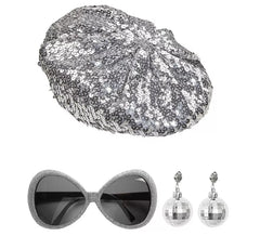 Kit Disco Babe: chapéu, óculos e brincos