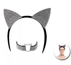 Kit Gato Brilhante Adulto: Tiara e Colar