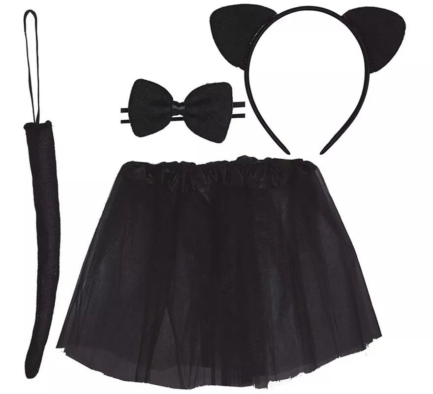 Translation missing: pt-PT.Kit de Gatita Infantil: Tutú, Diadema, Pajarita y Cola 30 cm