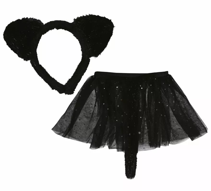 Translation missing: pt-PT.Kit de Gatita negra infantil: Diadema y falda