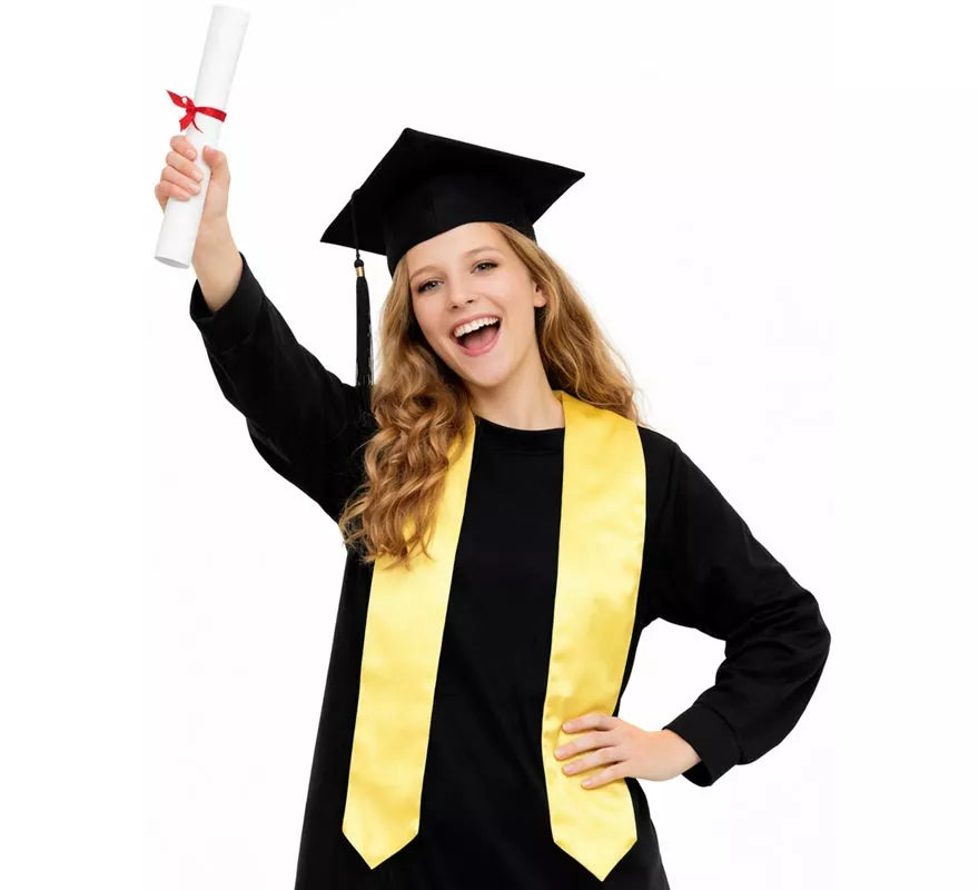 Kit de Graduado adulto: Birrete negro y Estola o Banda dorada