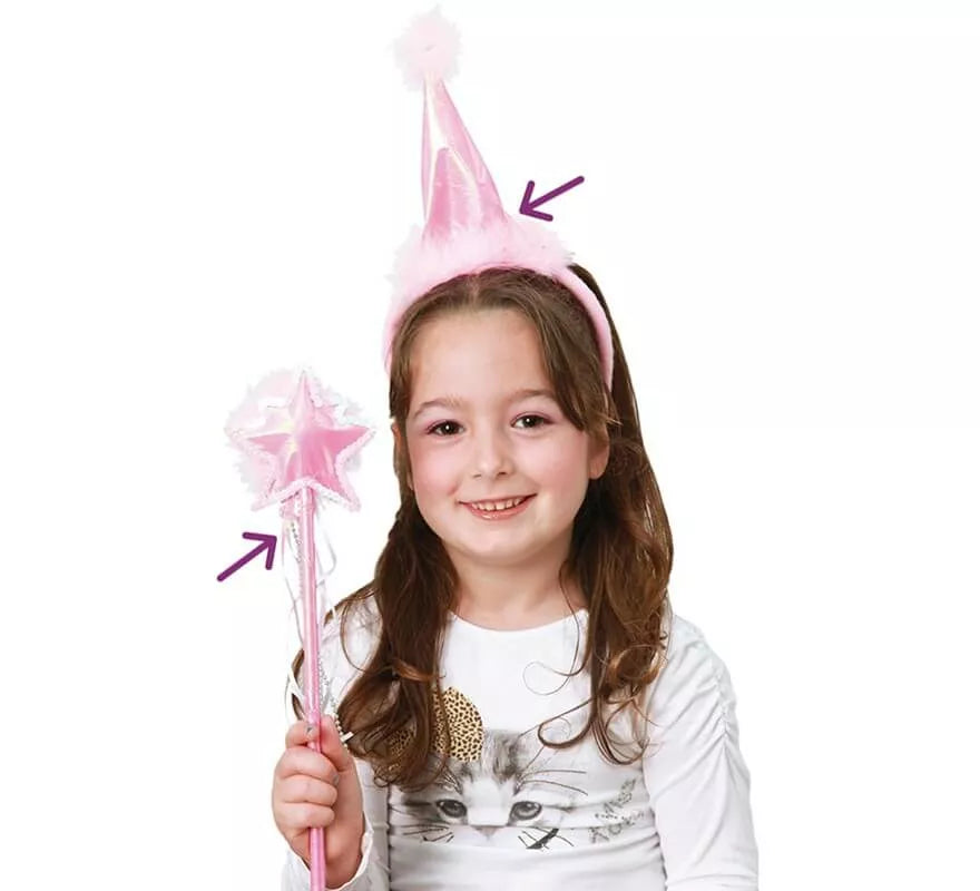 Translation missing: pt-PT.Kit de Hada Rosa Infantil: Sombrero y Varita