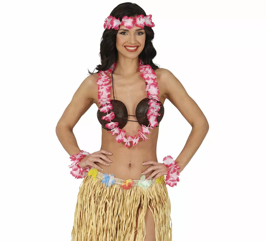 Translation missing: pt-PT.Kit de Hawaiana rojo: Collar, tocado y pulseras