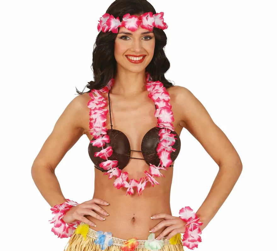 Translation missing: pt-PT.Kit de Hawaiana rojo: Collar, tocado y pulseras