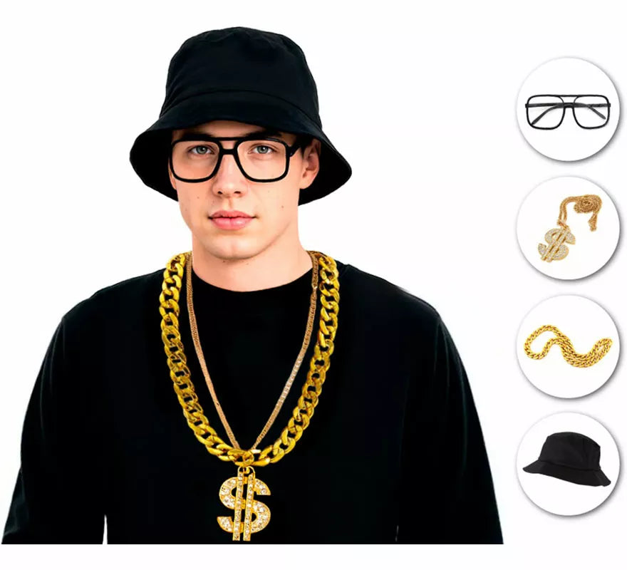 Translation missing: pt-PT.Kit de Hip-hop: Gorro, Gafas, Collar y Colgante