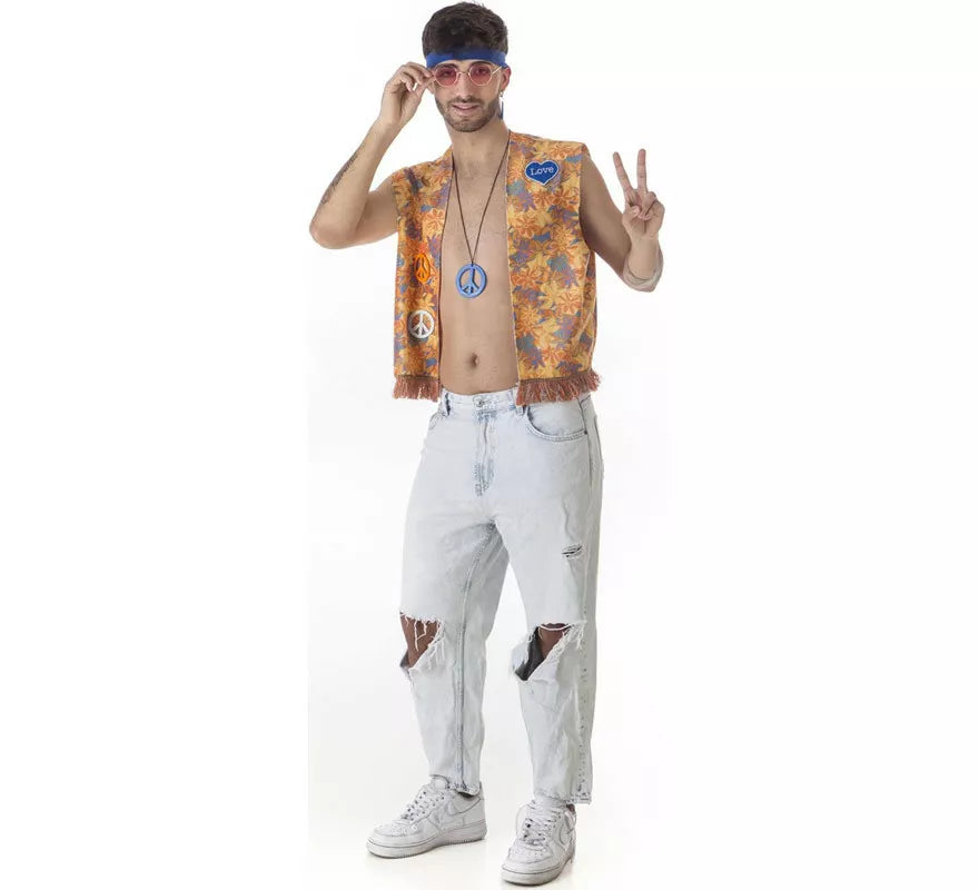 Translation missing: pt-PT.Kit de Hippie Flores para hombre: Chaleco y Cinta para la cabeza