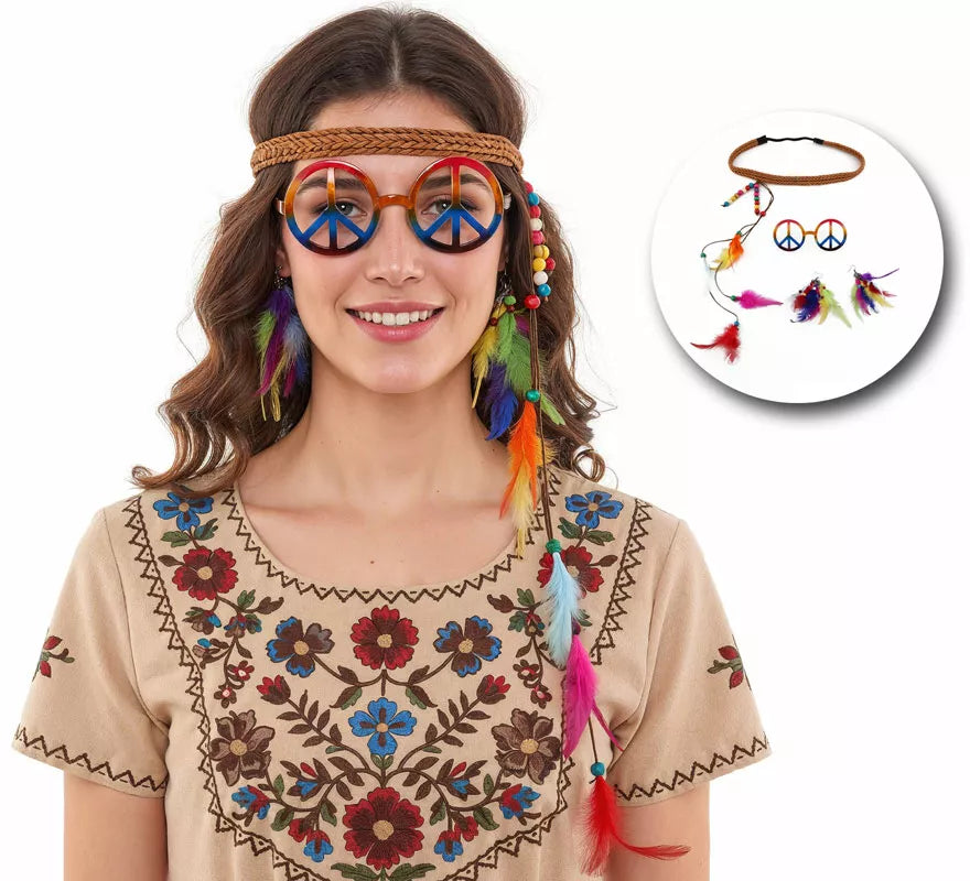 Translation missing: pt-PT.Kit de Hippie: Gafas, Pendientes y Cinta con Plumas