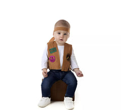 Kit Hippie Castanho para bebé: Colete e Tiara
