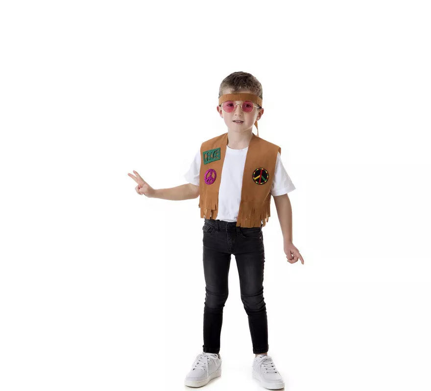 Translation missing: pt-PT.Kit de Hippie marrón para niño: Chaleco y Cinta para la cabeza