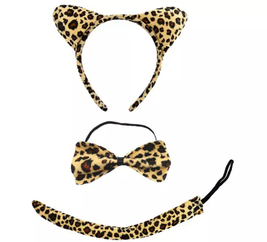 Translation missing: pt-PT.Kit de Leopardo: Diadema, Pajarita y Cola