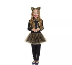 Kit Leopardo Infantil: Tutu, faixa de cabeça, laço e cauda