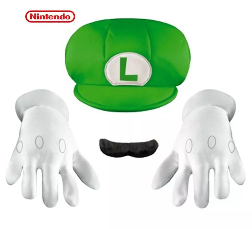 Translation missing: pt-PT.Kit de Luigi Super Mario Nintendo Adulto: Gorra, guantes y bigote