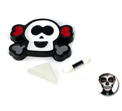 Kit de maquiagem Caveira: paleta, esponja e pincel