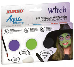 Kit Maquiagem Bruxa: 3 cores, pincel e esponja
