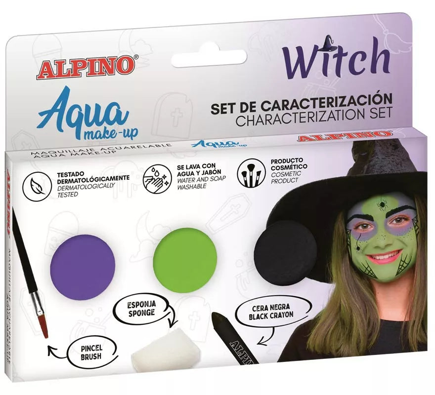 Translation missing: pt-PT.Kit de Maquillaje de Bruja: 3 colores, pincel y esponja