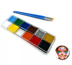 Kit de maquiagem multicolor: paleta de 12 cores e 2 pincéis