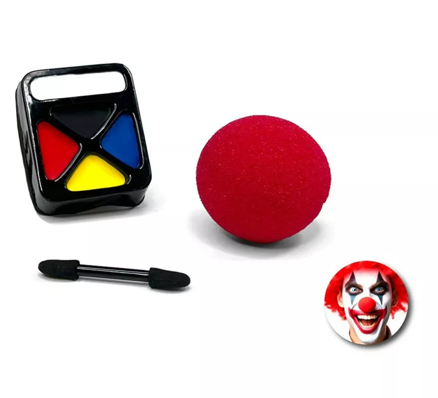 Translation missing: pt-PT.Kit de Maquillaje Payaso: Paleta, brocha y nariz