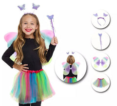 Kit Borboleta Degradê Infantil: Tutu, Tiara, Varinha e Asas