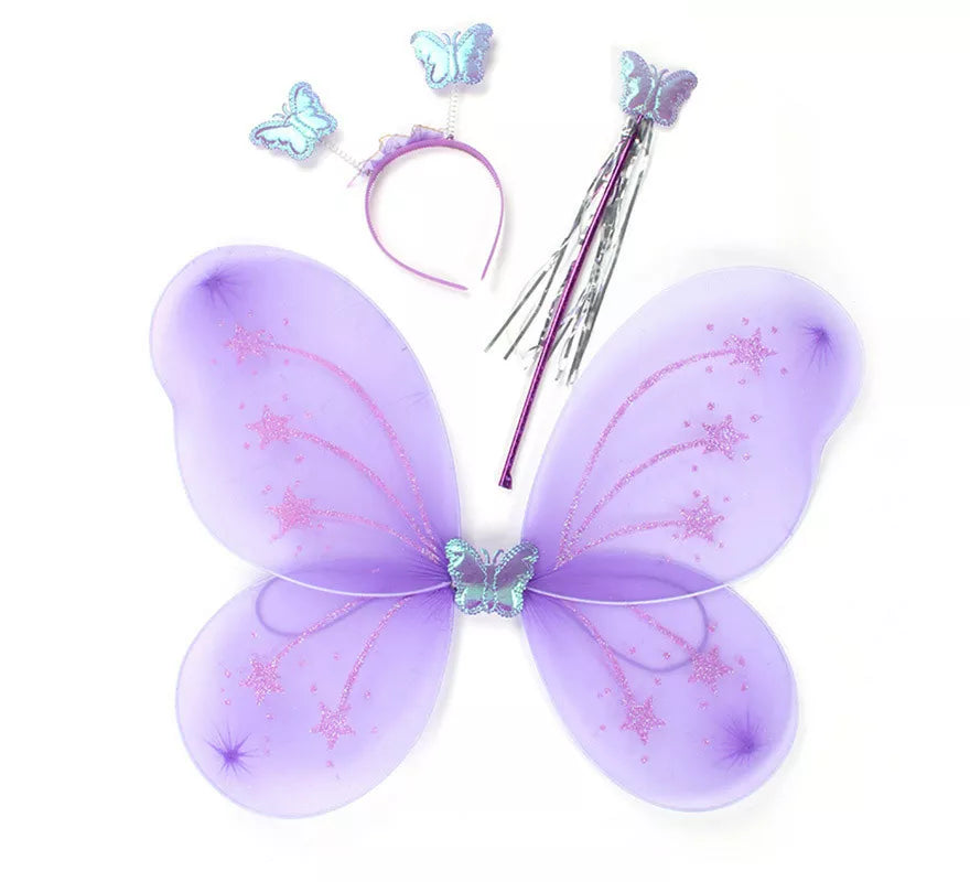 Translation missing: pt-PT.Kit de Mariposa Lila: Diadema, Varita y Alas de 55 cm