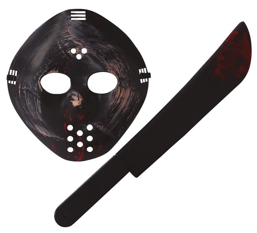 Translation missing: pt-PT.Kit de Máscara y Machete de Asesino 54 cm