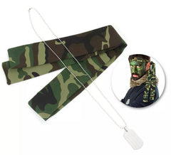 Kit Militar Camuflado: Lenço e Colar