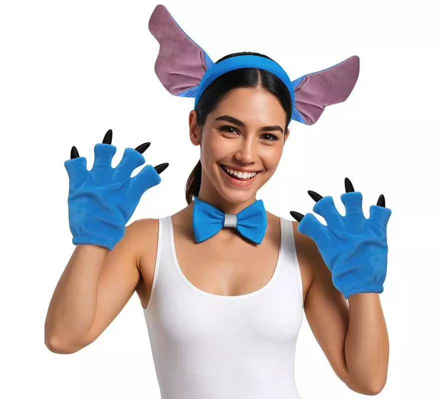 Translation missing: pt-PT.Kit de Monstruito azul: Diadema, Pajarita y Guantes
