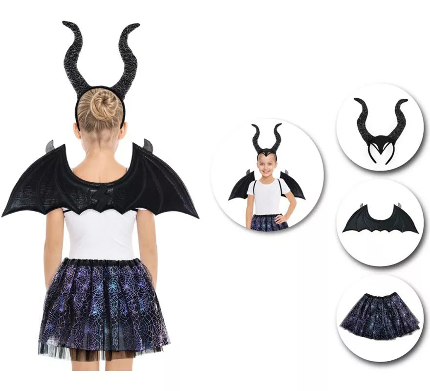 Translation missing: pt-PT.Kit de Murciélago negro Infantil: Tutú, Diadema y Alas