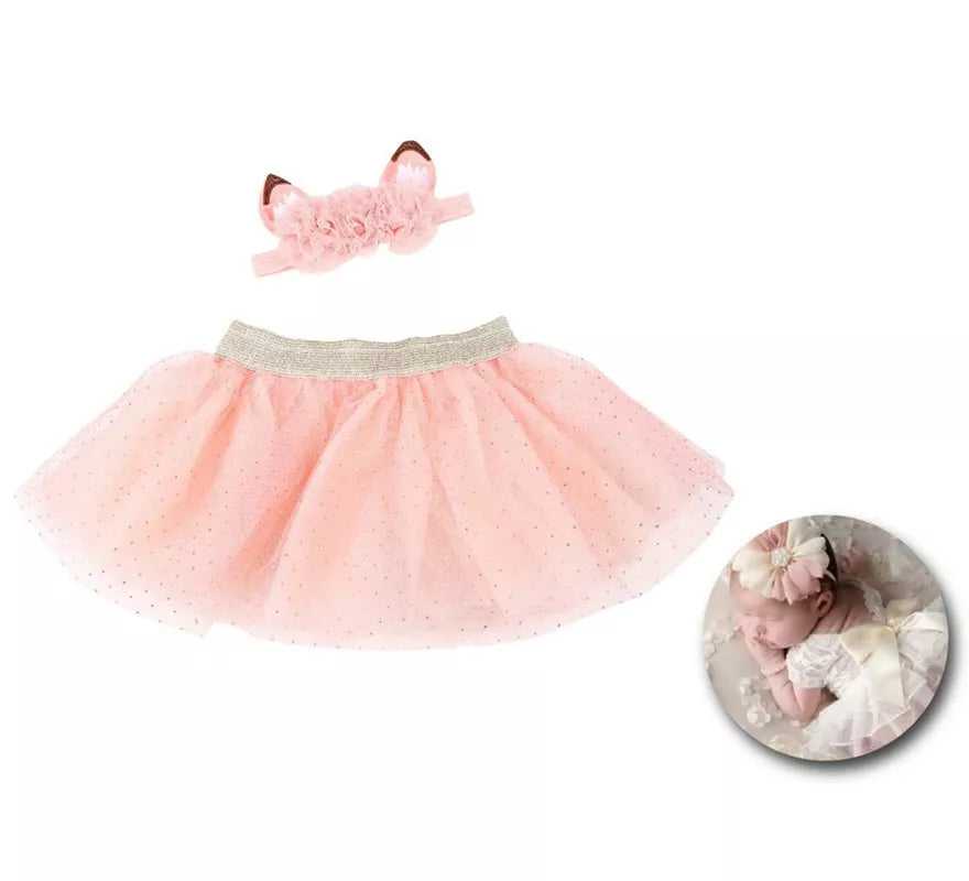 Translation missing: pt-PT.Kit de Newborn infantil: Tutú y Cinta de orejas rosa