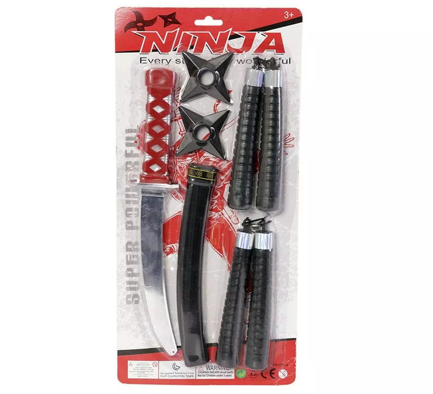 Translation missing: pt-PT.Kit de Ninja 6 Piezas: Nunchakus, Estrellas, Cuchillo