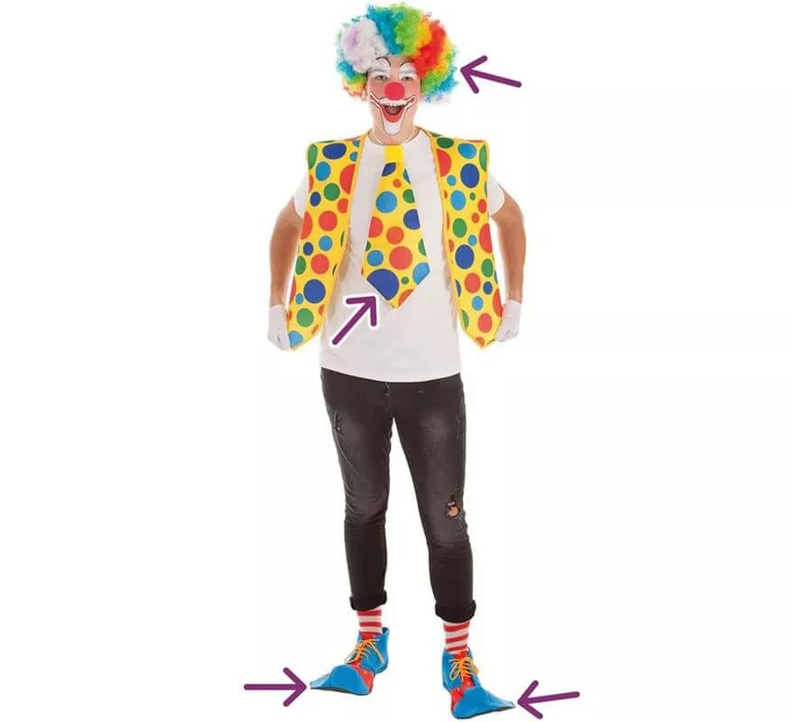 Translation missing: pt-PT.Kit de Payaso: Corbata, Peluca y Zapatos