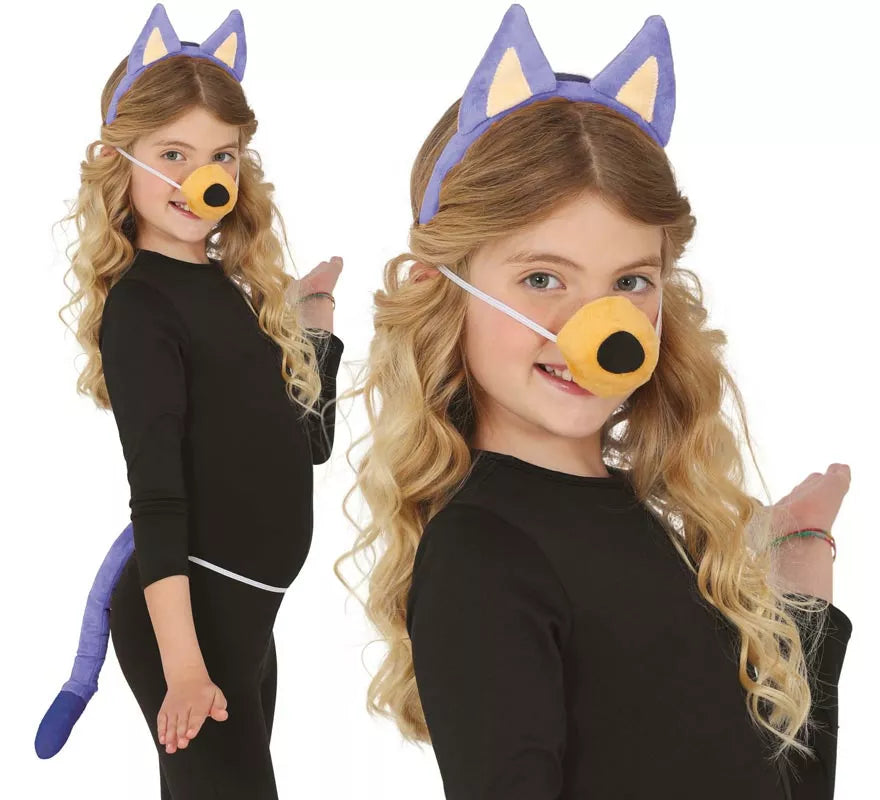 Translation missing: pt-PT.Kit de Perrito azul para niños: cola, orejas y nariz