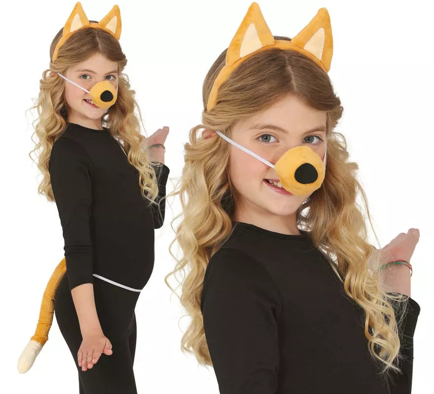 Translation missing: pt-PT.Kit de Perrito naranja para niños: cola, orejas y nariz