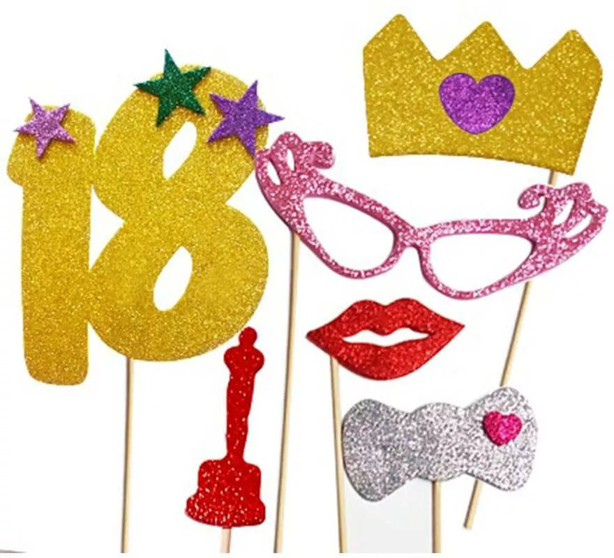 Translation missing: pt-PT.Kit de Photocall Mujer Felices 18 años con 6 Piezas