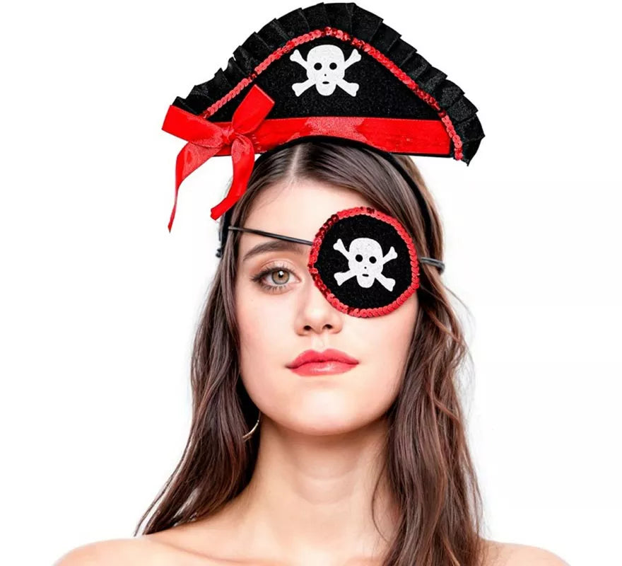 Translation missing: pt-PT.Kit de Pirata: Mini Sombrero Pirata con Diadema y Parche