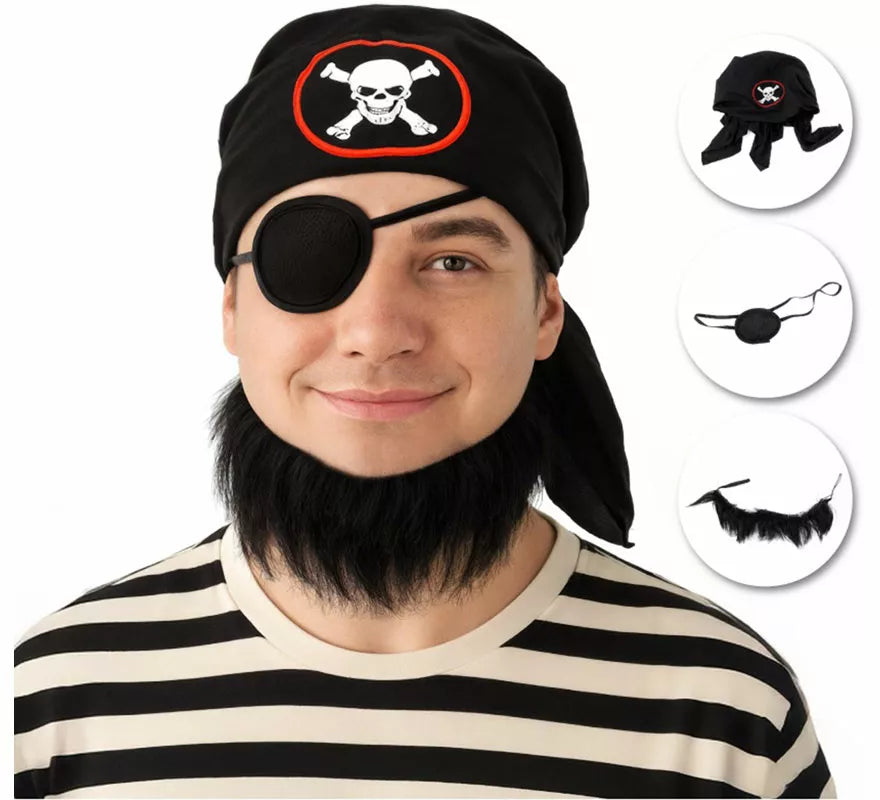 Translation missing: pt-PT.Kit de Pirata: Pañuelo, Parche y Barba