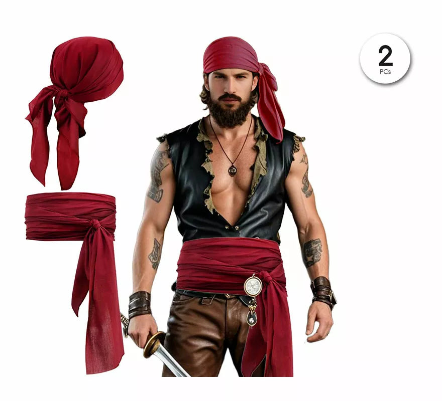 Translation missing: pt-PT.Kit de Pirata para hombre: Pañuelo y Cinturón