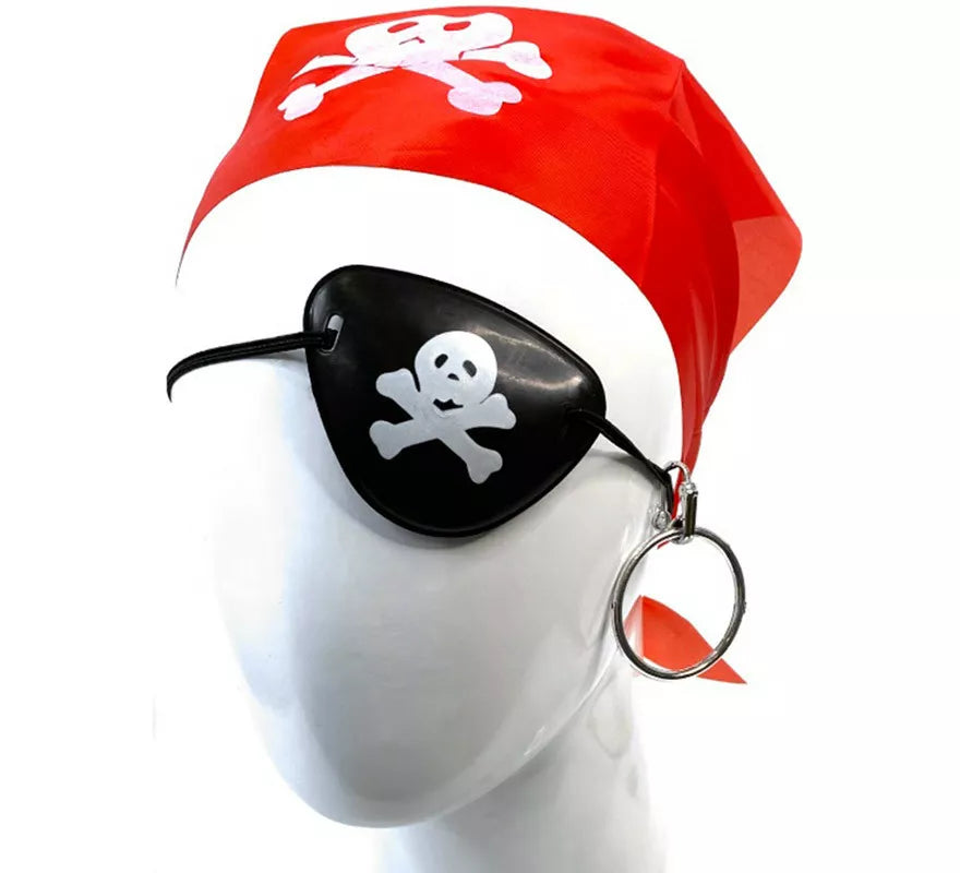 Translation missing: pt-PT.Kit de Pirata rojo: Pañuelo, Parche y Pendiente