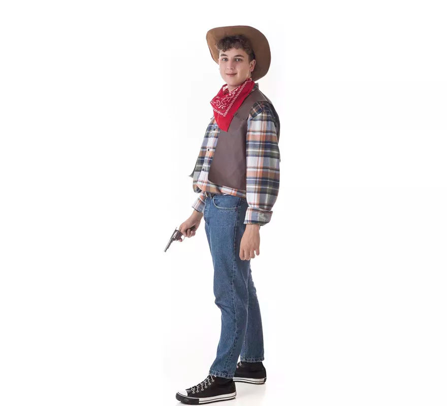 Translation missing: pt-PT.Kit de Pistolero Cowboy para hombre: Chaleco, Pañuelo y Sombrero