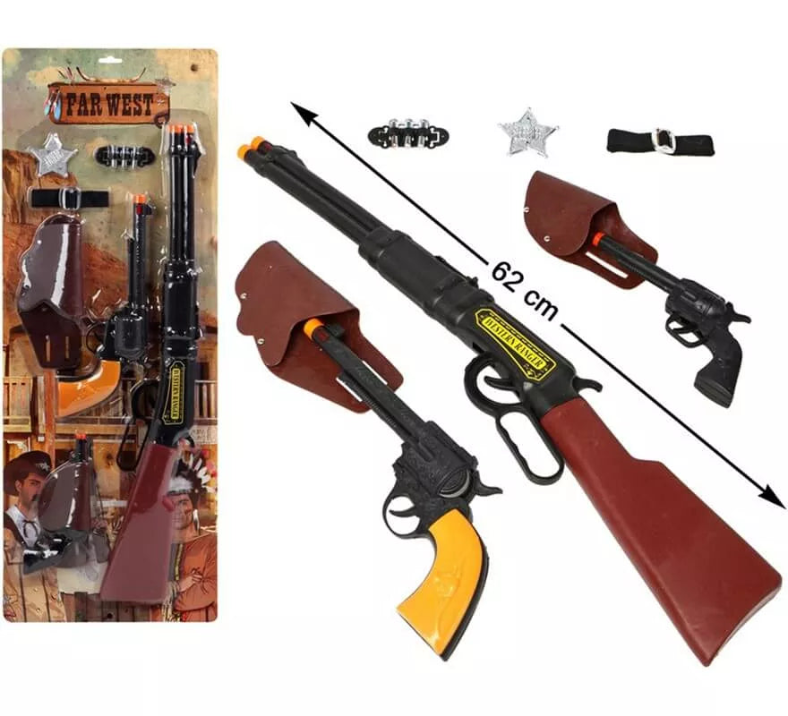 Translation missing: pt-PT.Kit de Pistolero: Rifle, 2 Pistolas, 2 Cartucheras, Balas y Estrella