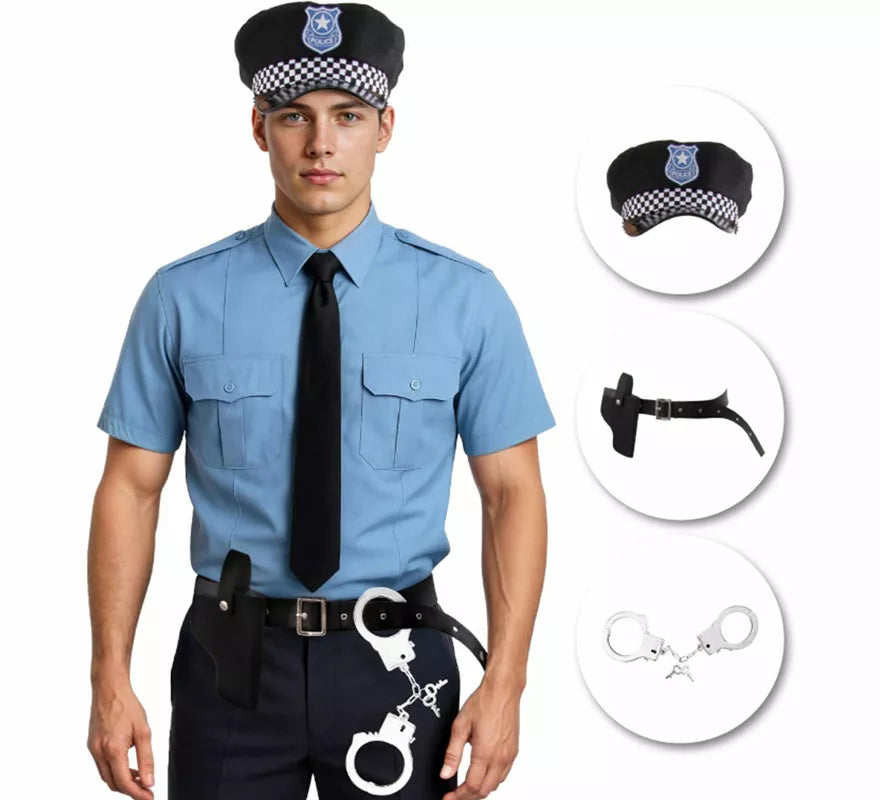 Translation missing: pt-PT.Kit de Policía: Cinturón, Gorra y Esposas