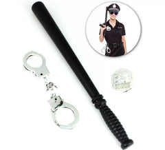 Kit Policial: Algemas, Bastão e Distintivo de Brinquedo