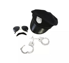 Kit Policial: Boné, Algemas, Óculos e Bigode