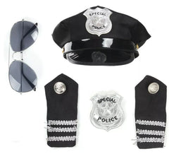 Kit da Polícia: Boné, Óculos, Distintivos de Ombro e Distintivo