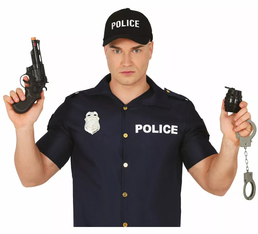 Translation missing: pt-PT.Kit de Policía: Pistola, granada, esposas y placa