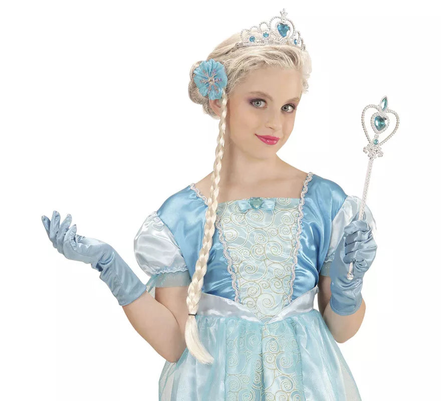 Translation missing: pt-PT.Kit de Princesa de las Nieves Infantil: Tiara, Trenza, Guantes y Barra Mágica