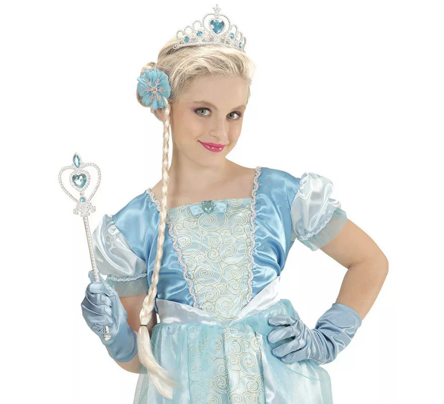 Translation missing: pt-PT.Kit de Princesa de las Nieves Infantil: Tiara, Trenza, Guantes y Barra Mágica