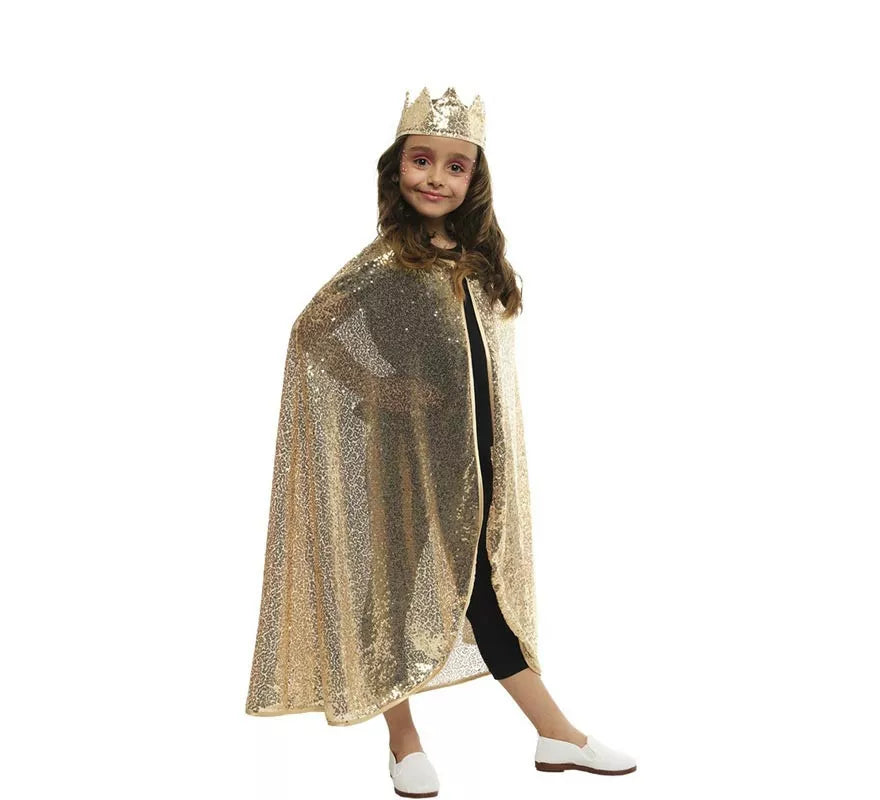 Translation missing: pt-PT.Kit de Princesa dorada brillo infantil: Capa y Corona