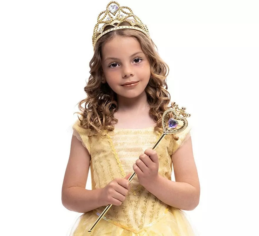 Translation missing: pt-PT.Kit de Princesa dorado deluxe infantil: Tiara y Diadema